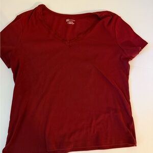No Boundaries Deep Red Short Sleeve V-Neck Tee